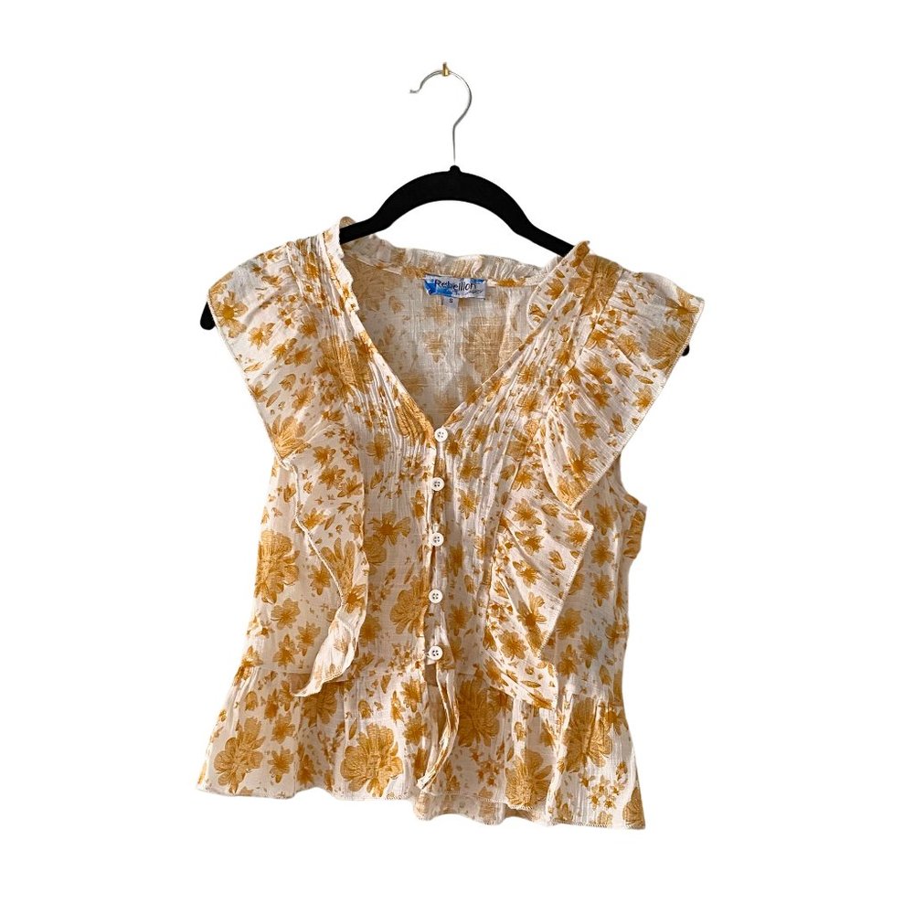 Rebellion Again Floral Ruffle Shirt (Small)